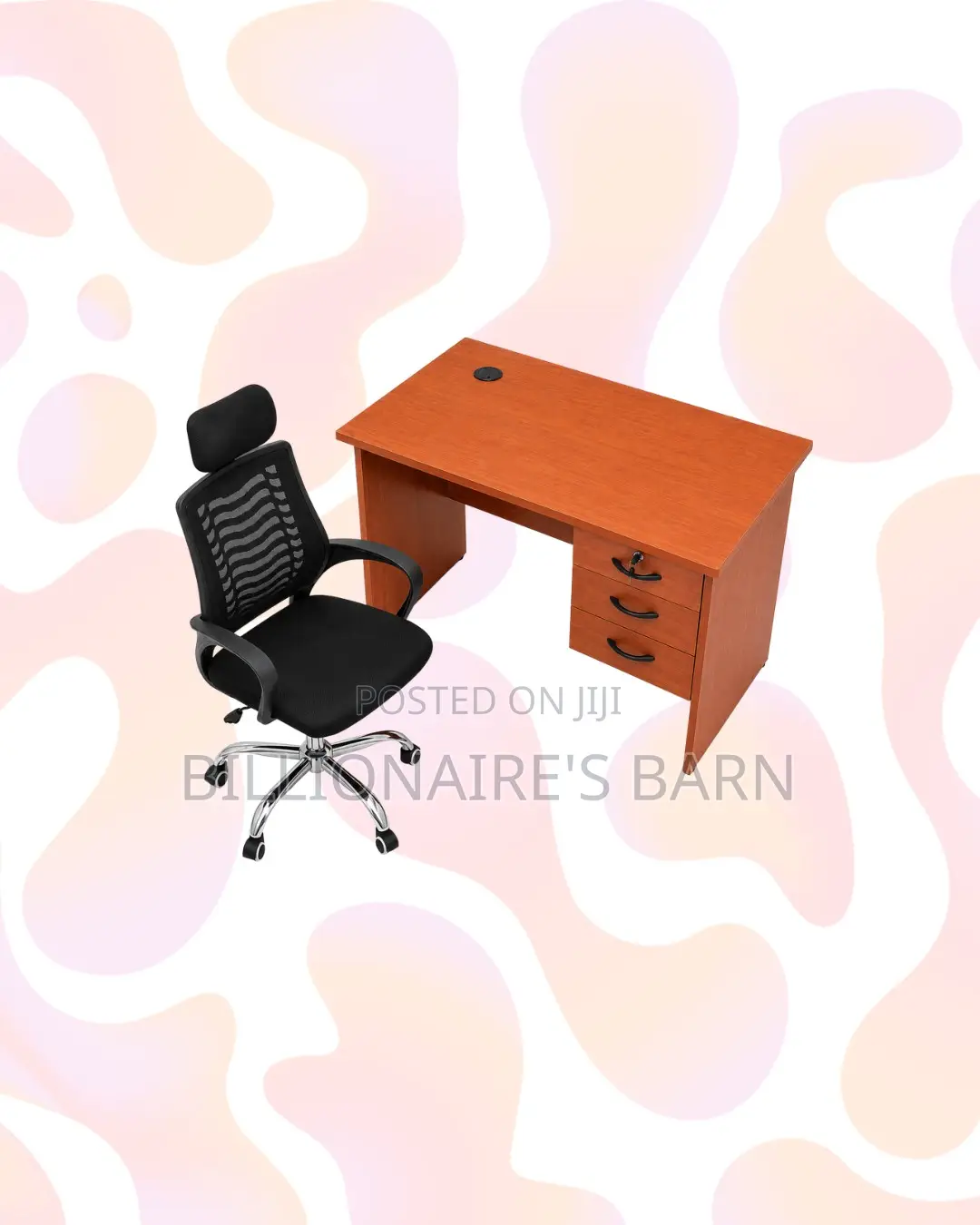 Compact 1m Desk and Headrest Mesh Chair for Office Routines