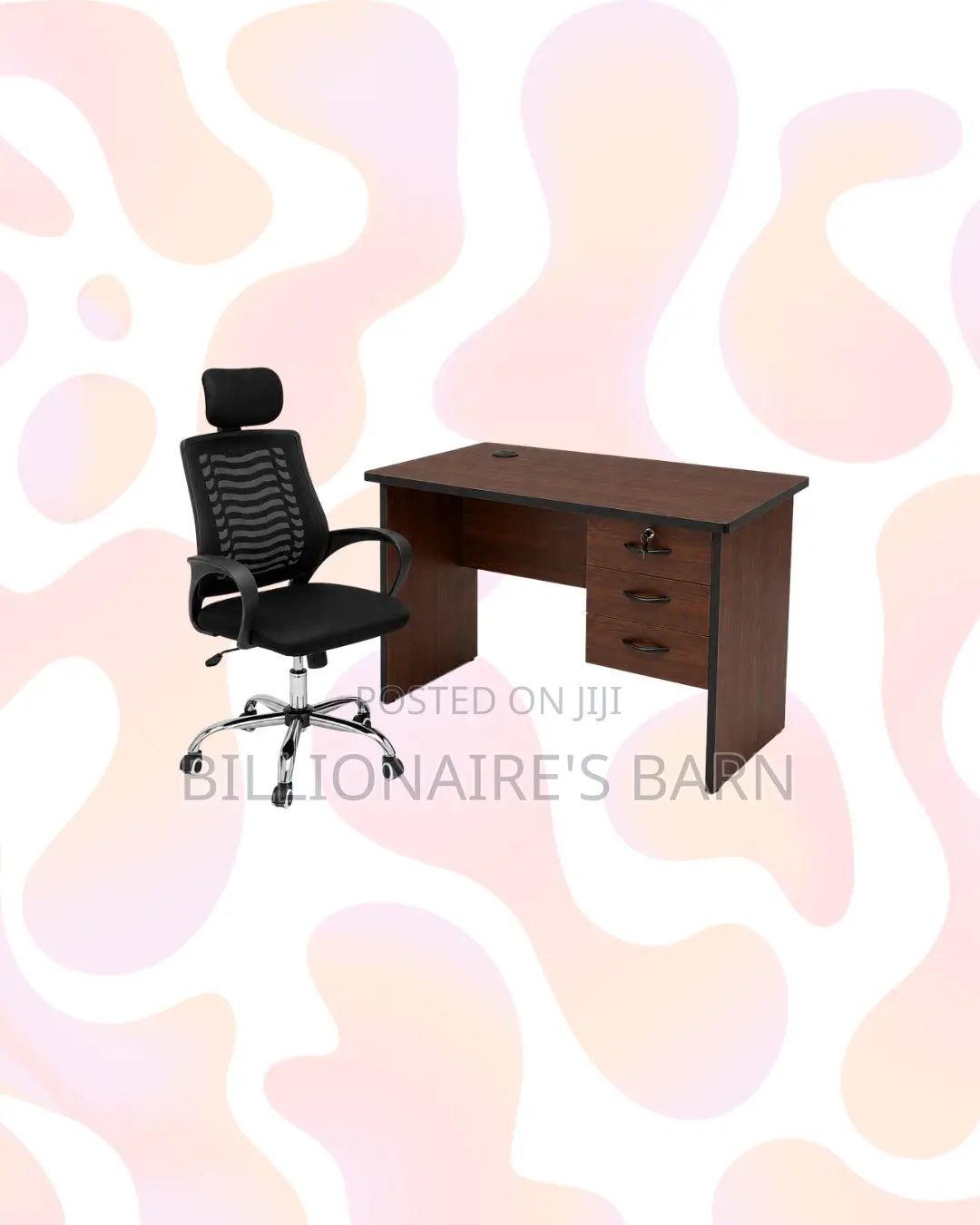 Compact 1m Desk and Headrest Mesh Chair for Desk Organisation
