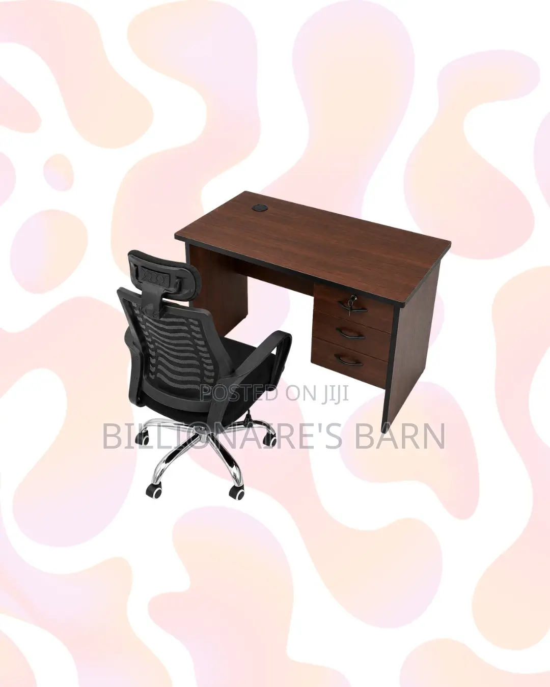 Compact 1m Desk and Headrest Mesh Chair for Desk Organisation
