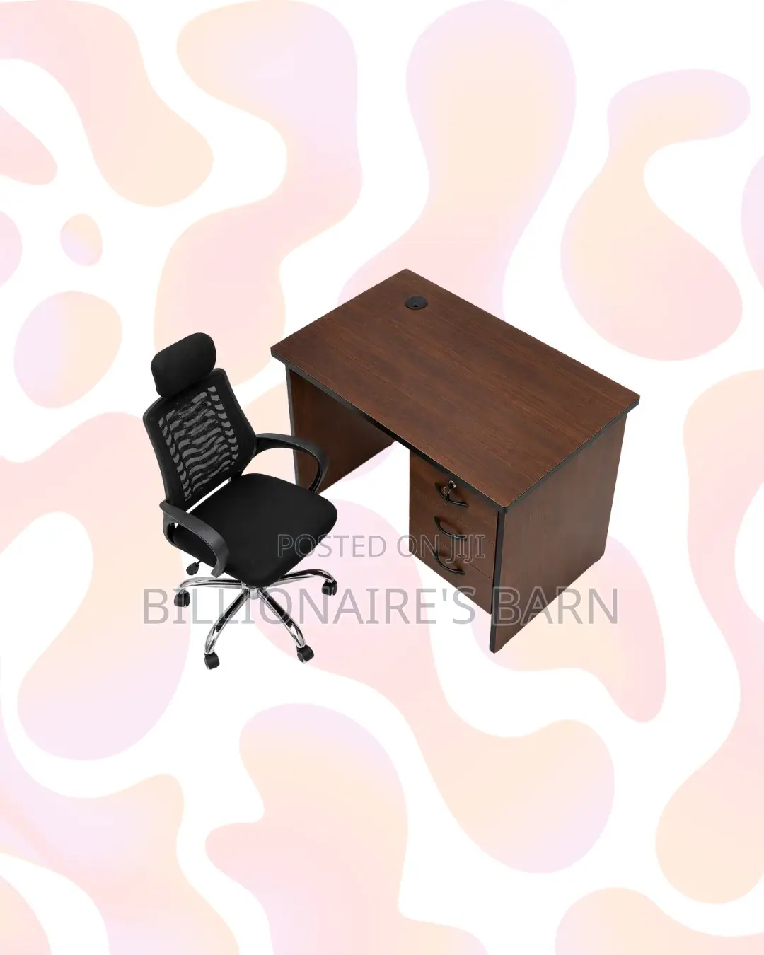 Compact 1m Desk and Headrest Mesh Chair for Desk Organisation