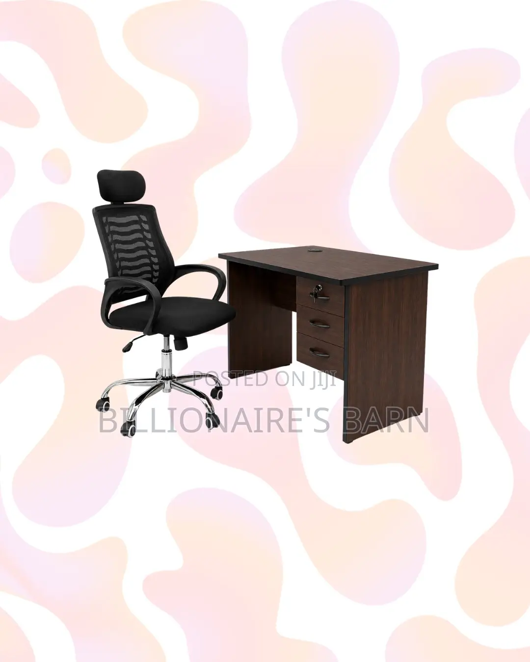 Compact 1m Desk and Headrest Mesh Chair for Desk Organisation