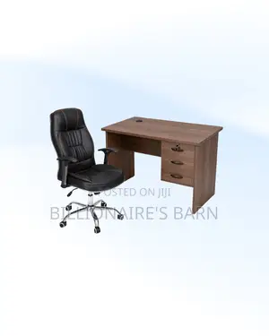 Compact 1m Desk and C35 Executive Leather Chair for Desk Productivity