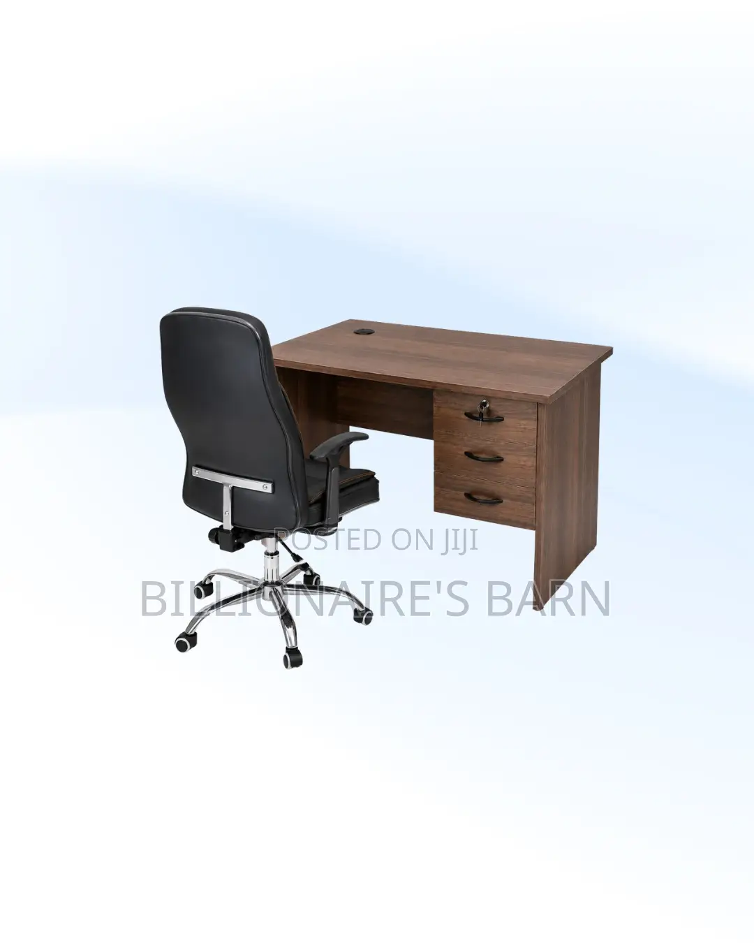 Compact 1m Desk and C35 Executive Leather Chair for Desk Productivity