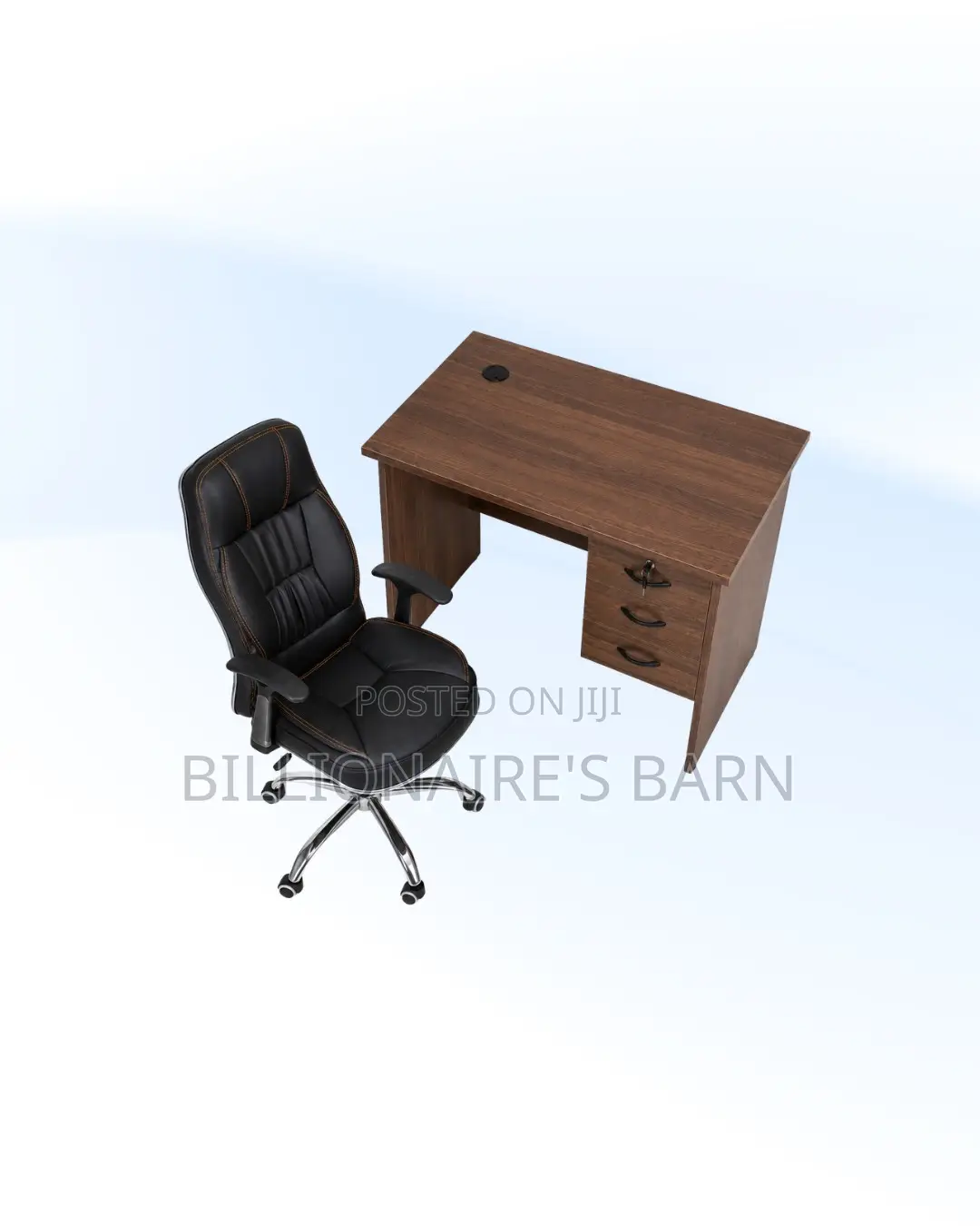 Compact 1m Desk and C35 Executive Leather Chair for Desk Productivity