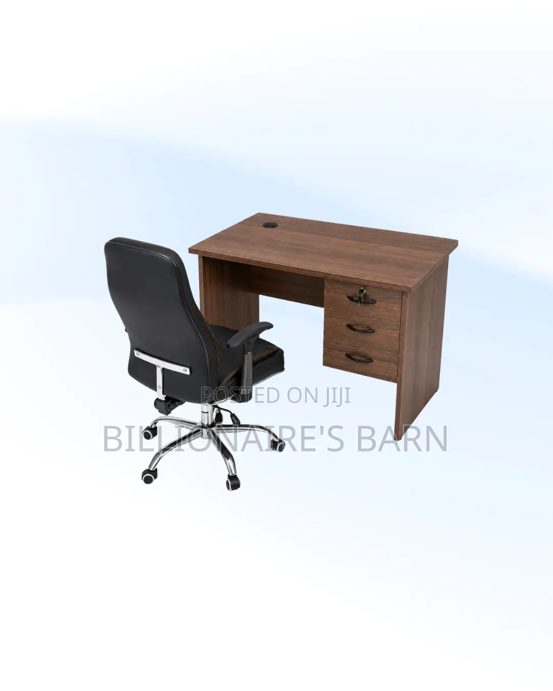 Compact 1m Desk and C35 Executive Leather Chair for Desk Productivity