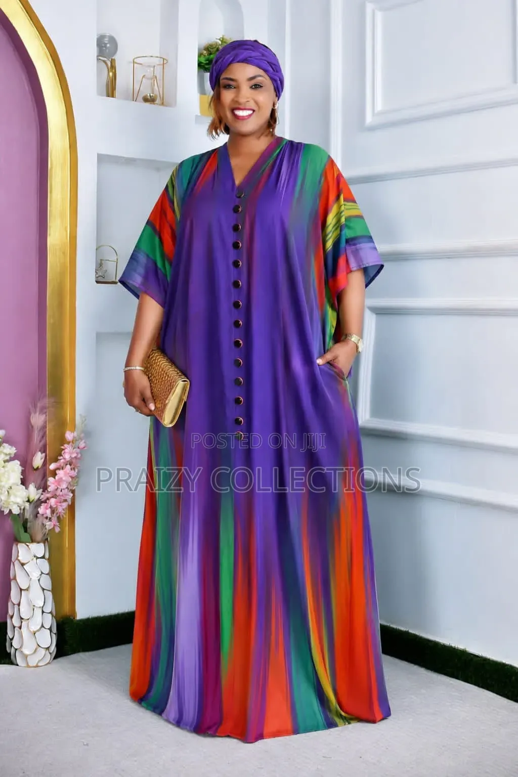 Multicolor Kaftan Dress - Rich Aunty Vibes