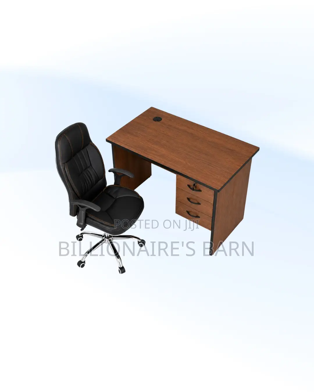 Compact 1m Desk and C35 Executive Leather Chair for Workday Focus