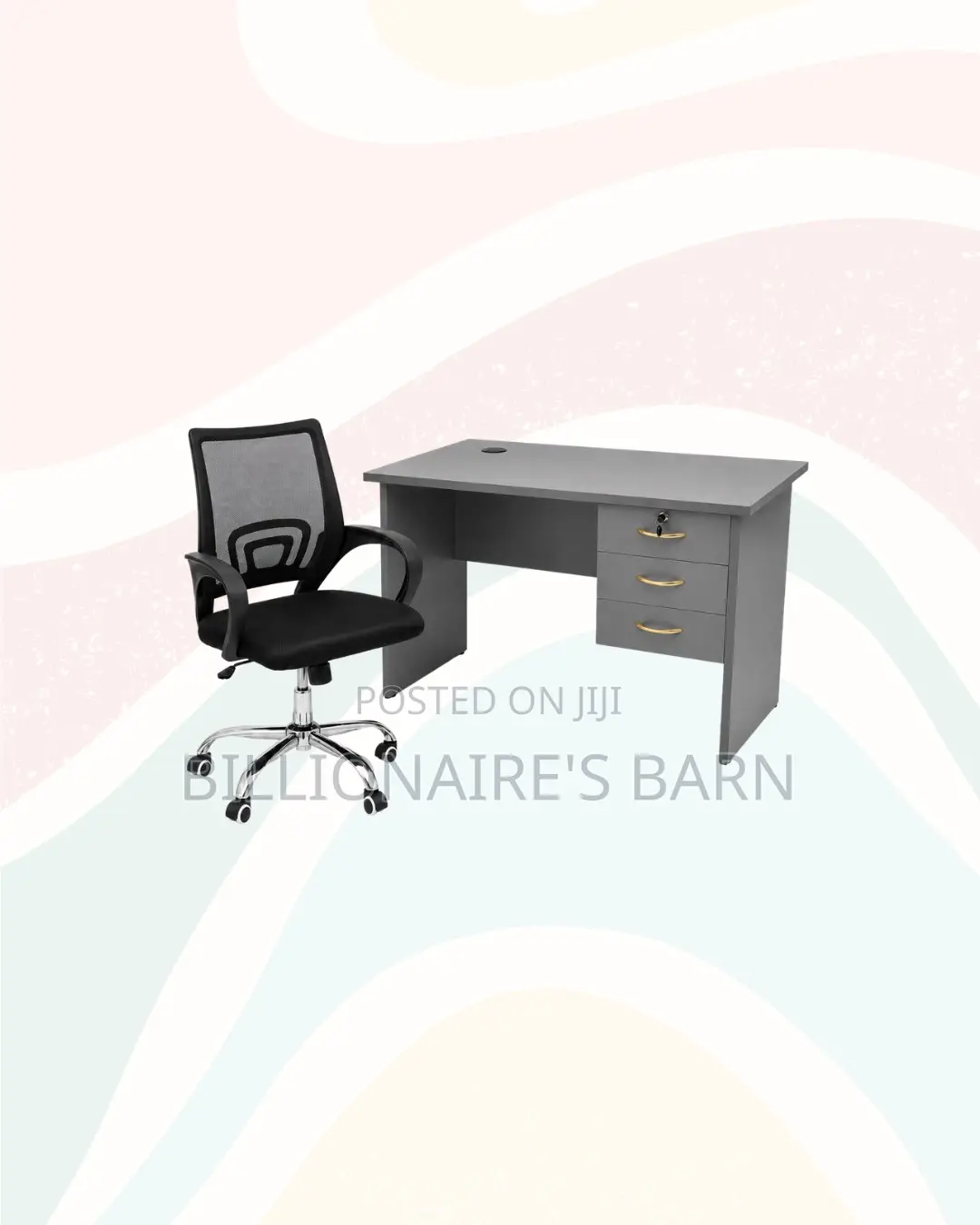 Compact 1m Desk and Secretarial Mesh Chair for Tidy Working