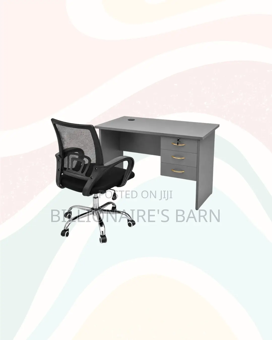 Compact 1m Desk and Secretarial Mesh Chair for Tidy Working