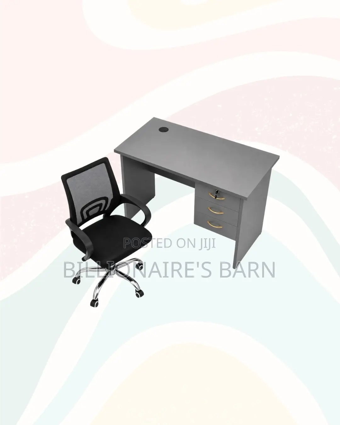 Compact 1m Desk and Secretarial Mesh Chair for Tidy Working