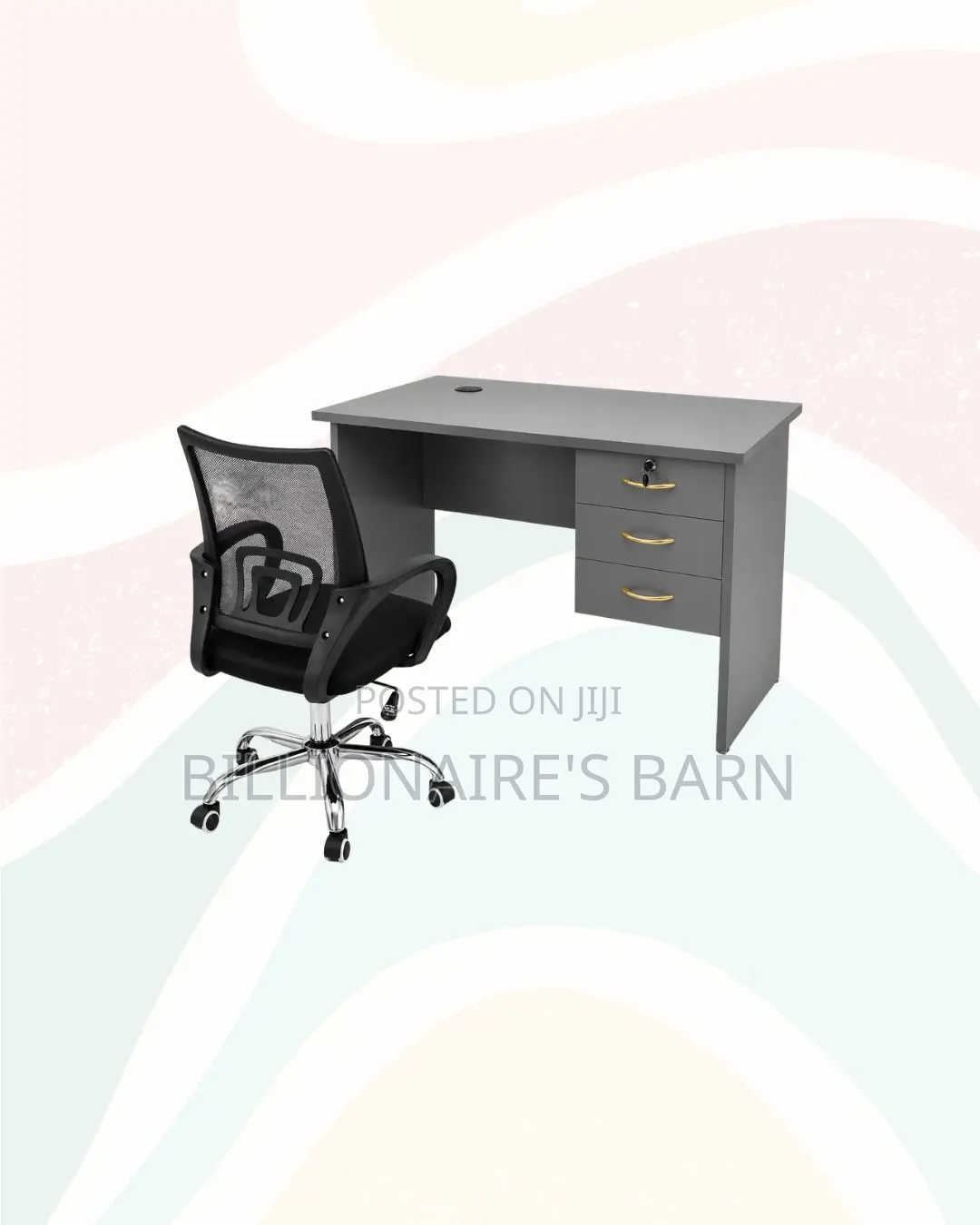Compact 1m Desk and Secretarial Mesh Chair for Tidy Working