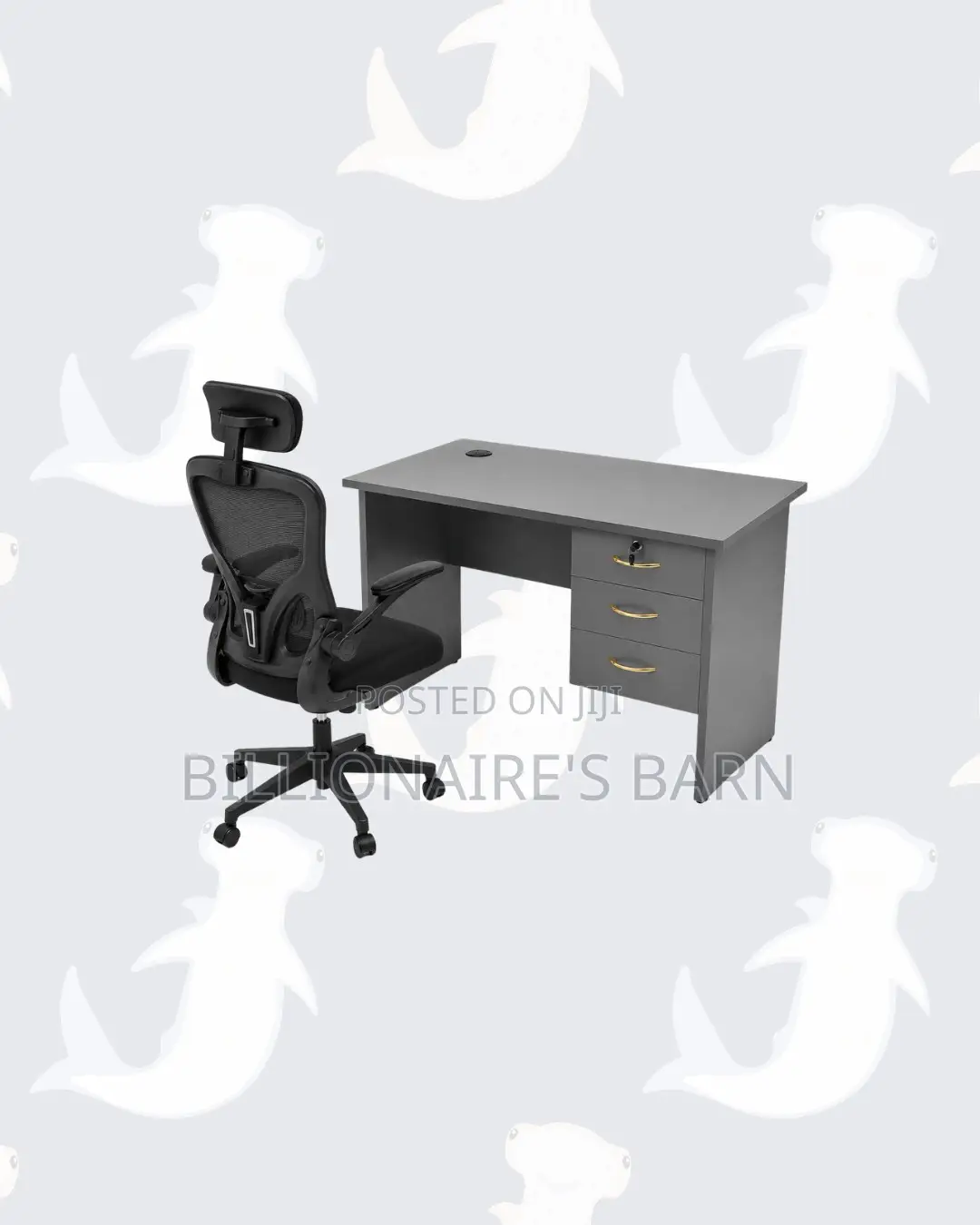 Compact 1m Desk Black Flip-Up Arms Ergonomic Chair for Tidy Working