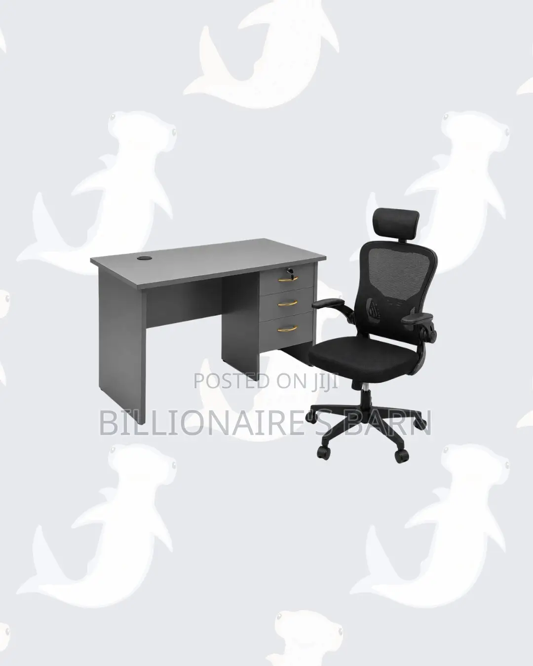 Compact 1m Desk Black Flip-Up Arms Ergonomic Chair for Tidy Working