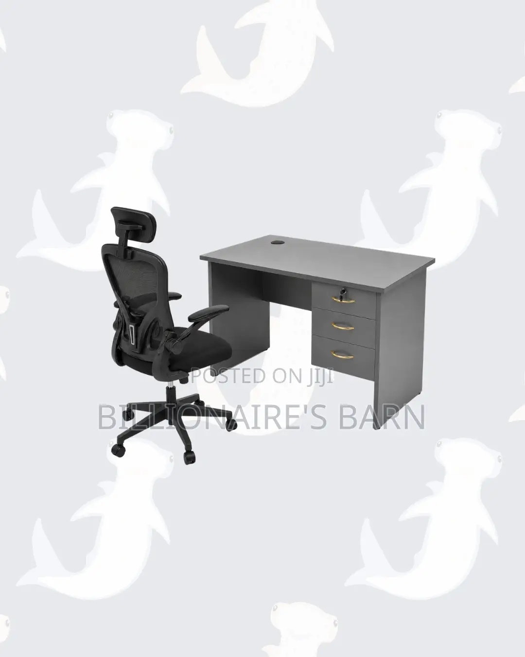 Compact 1m Desk Black Flip-Up Arms Ergonomic Chair for Tidy Working