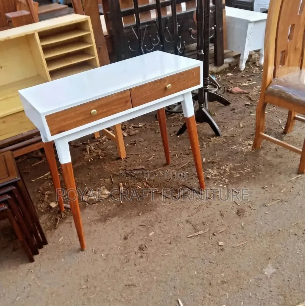 Stylish White Mahogany Finished Console Table