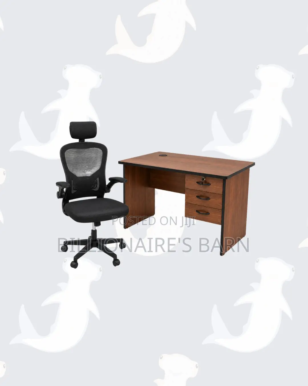 Compact 1m Desk and Black Flip-Up Arms Ergonomic Chair for Task Flow