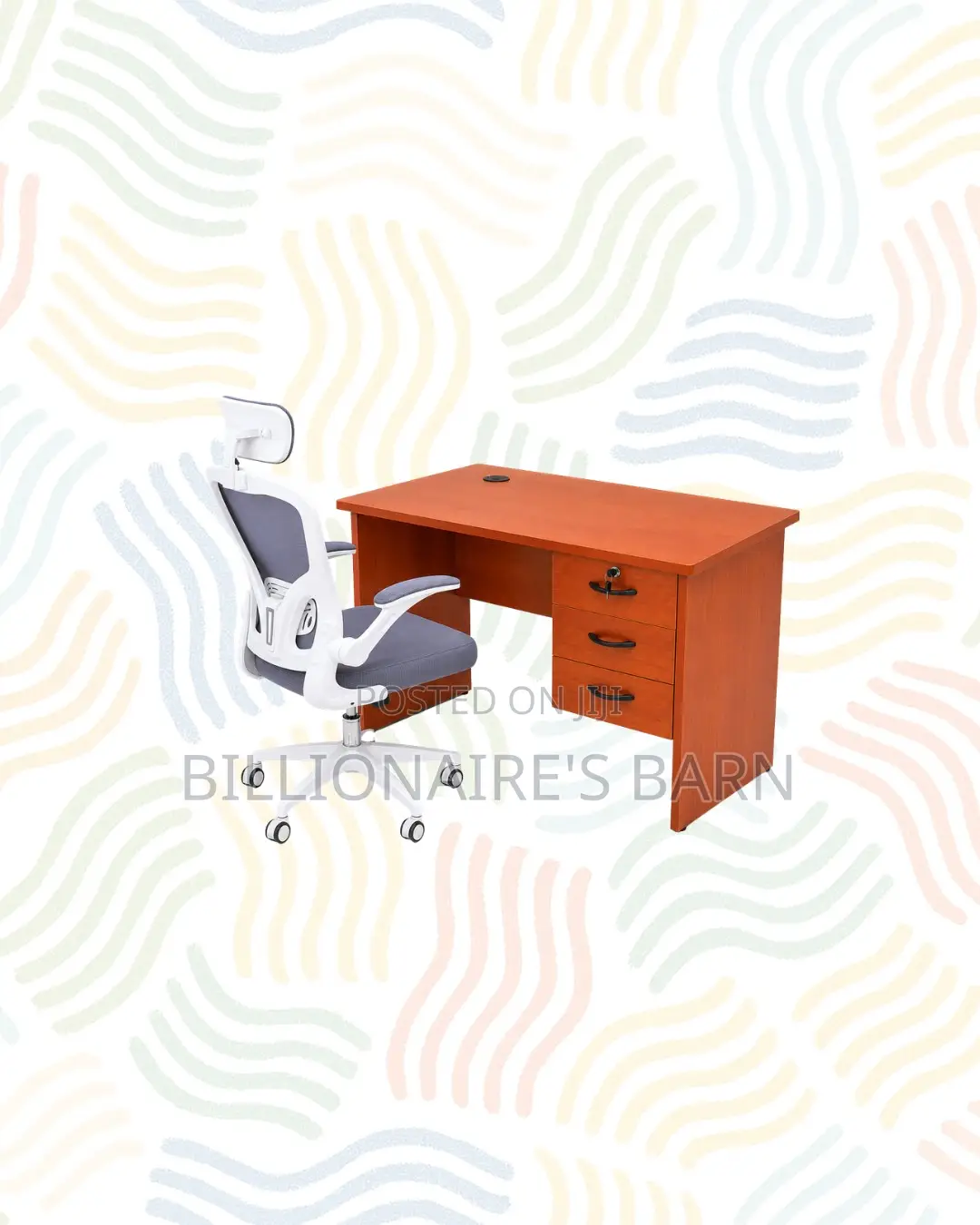 Compact 1m Desk , White Flip-Up Arms Ergonomic Chair for Tidy Working