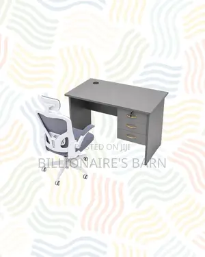 Compact 1m Desk and White Flip-Up Arms Ergonomic Chair for Task Flow