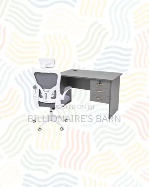 Compact 1m Desk and White Flip-Up Arms Ergonomic Chair for Task Flow