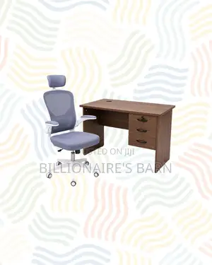 Compact 1m Desk , White Flip-Up Arms Ergonomic Chair for Workday Focus