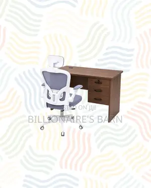 Compact 1m Desk , White Flip-Up Arms Ergonomic Chair for Workday Focus