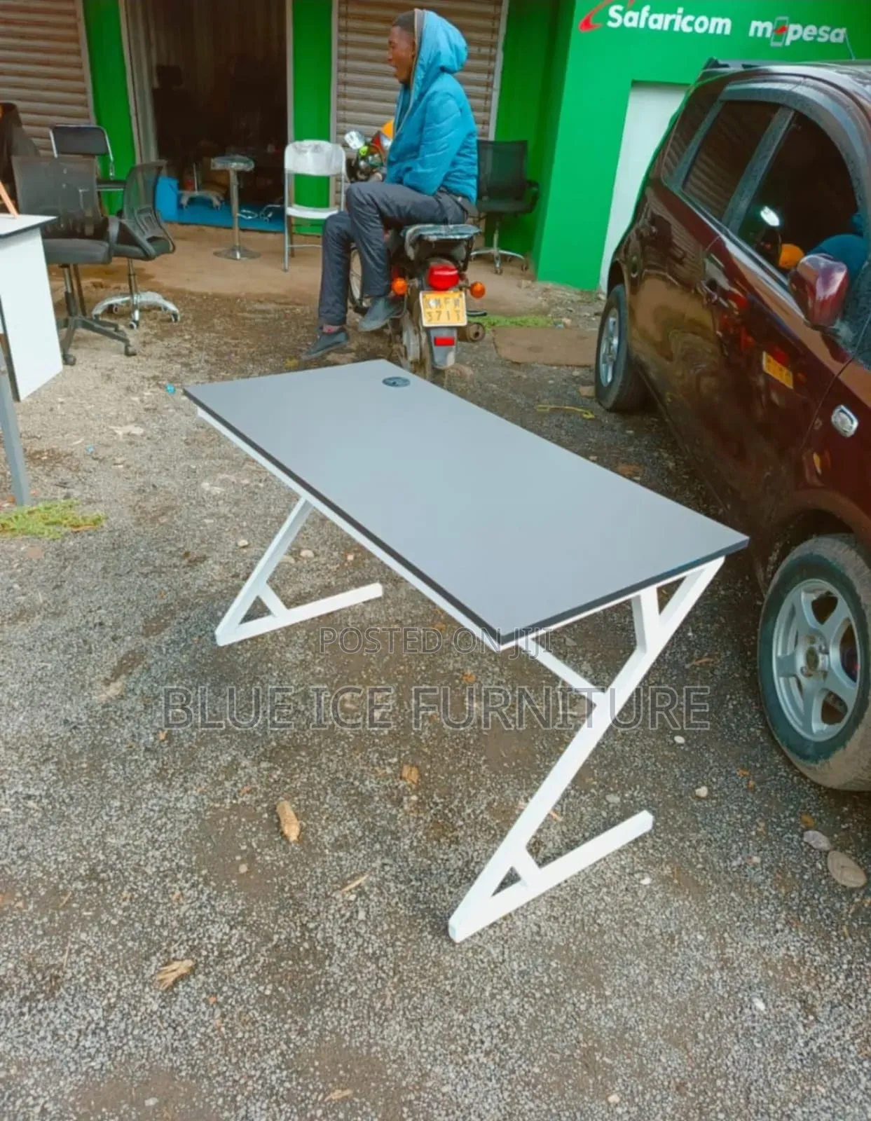 Office Metallic Desk With Z and X Frame Base