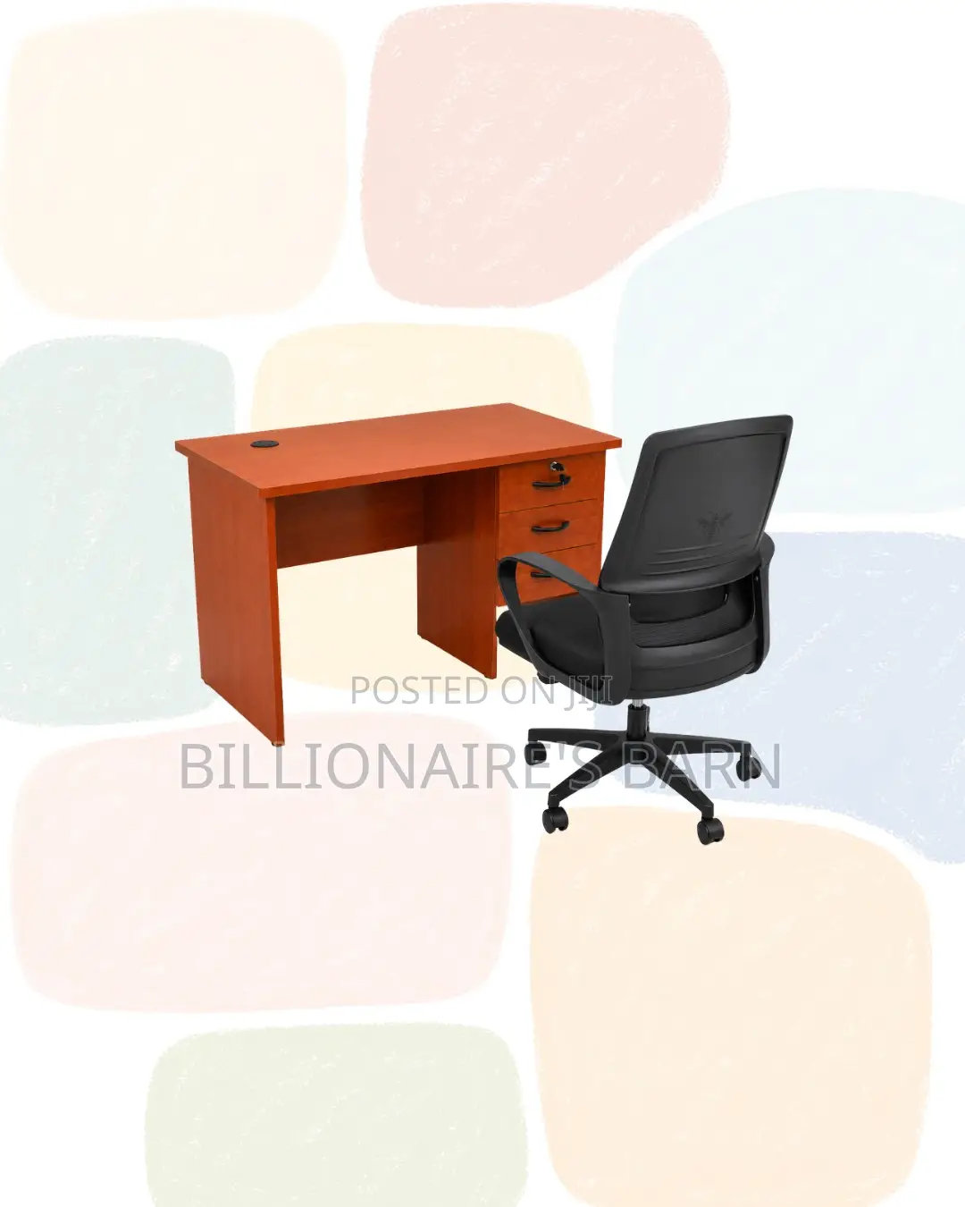 Compact 1m Desk Black Mid-Back Ergonomic Mesh Chair for Tidy Working