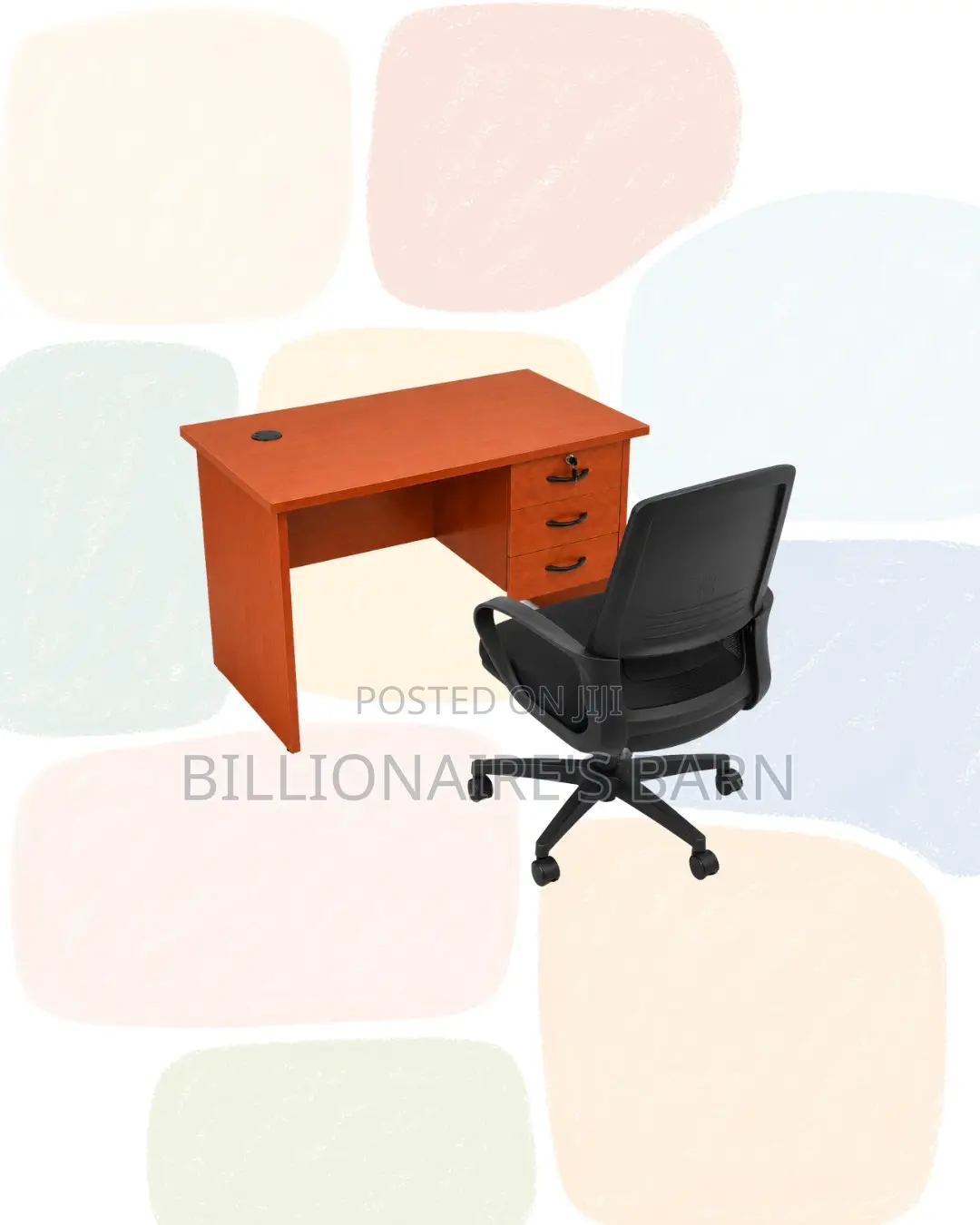 Compact 1m Desk Black Mid-Back Ergonomic Mesh Chair for Tidy Working