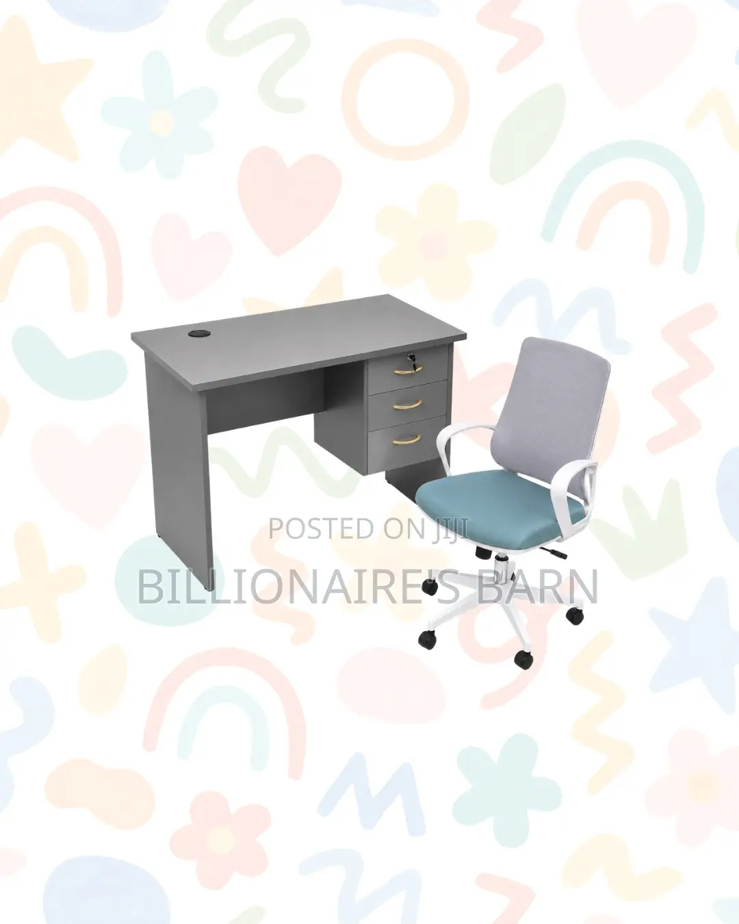Compact 1m Desk and White Mid-Back Ergonomic Mesh Chair Tidy Working