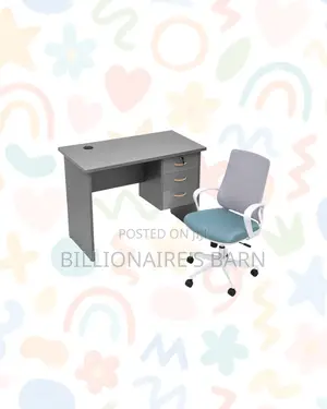 Compact 1m Desk and White Mid-Back Ergonomic Mesh Chair Tidy Working