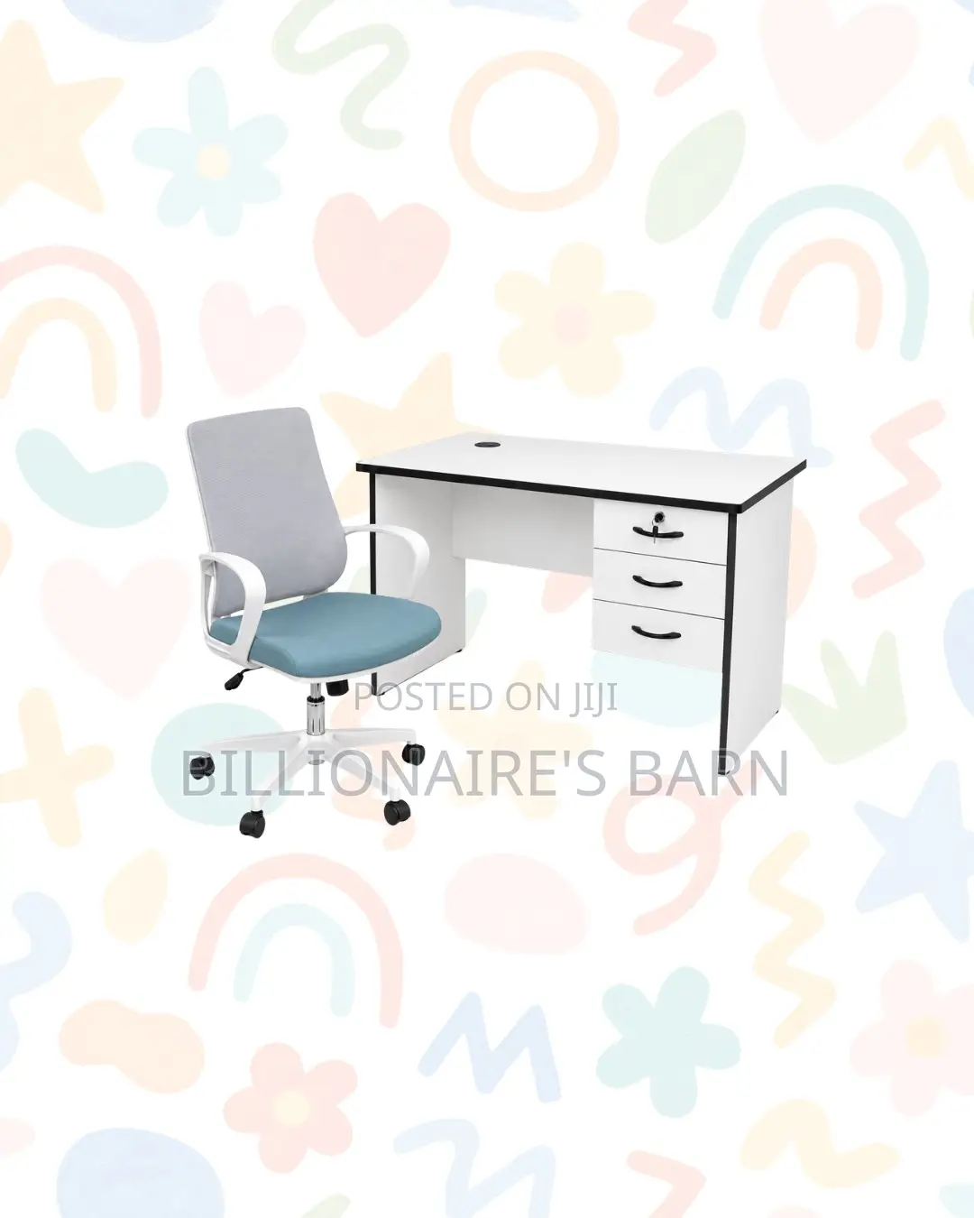 Compact 1m Desk and White Mid-Back Ergonomic Mesh Chair for Task Flow
