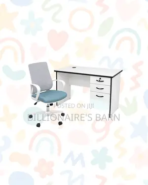 Compact 1m Desk and White Mid-Back Ergonomic Mesh Chair for Task Flow