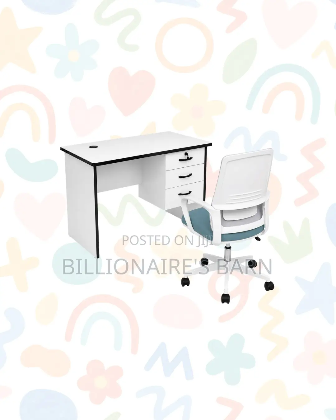 Compact 1m Desk and White Mid-Back Ergonomic Mesh Chair for Task Flow
