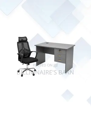 Compact 1m Desk and High-Back Ergonomic Mesh Chair for Tidy Working