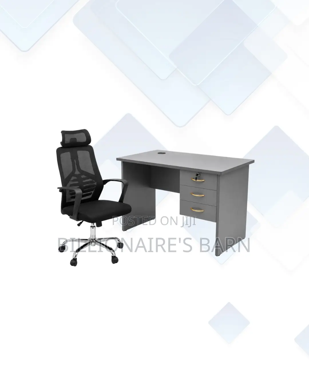 Compact 1m Desk and High-Back Ergonomic Mesh Chair for Tidy Working