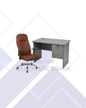 Compact 1m Desk and Brown Executive Leather Chair for Task Flow