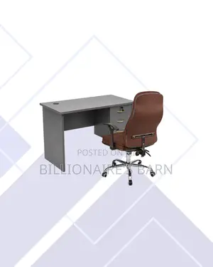 Compact 1m Desk and Brown Executive Leather Chair for Task Flow