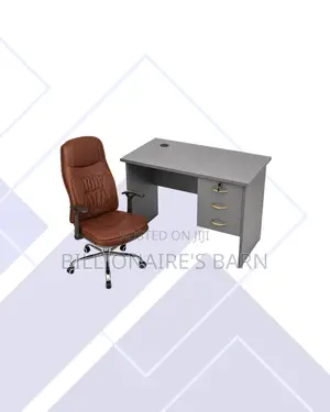 Compact 1m Desk and Brown Executive Leather Chair for Task Flow