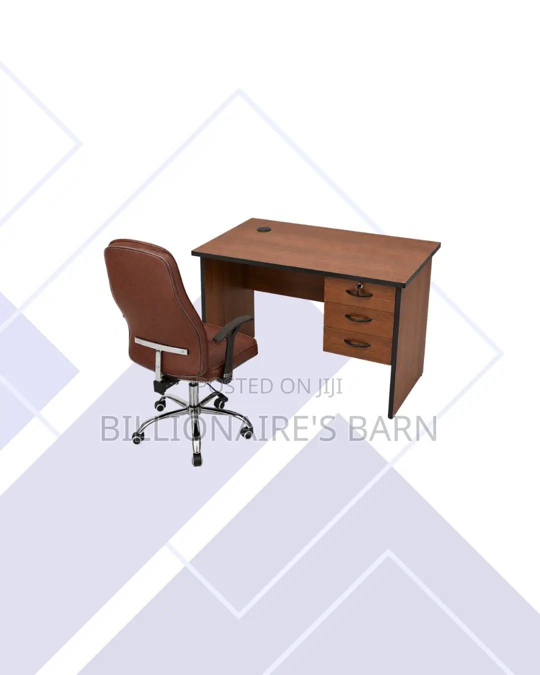 Compact 1m Desk and Brown Executive Leather Chair for Study Sessions