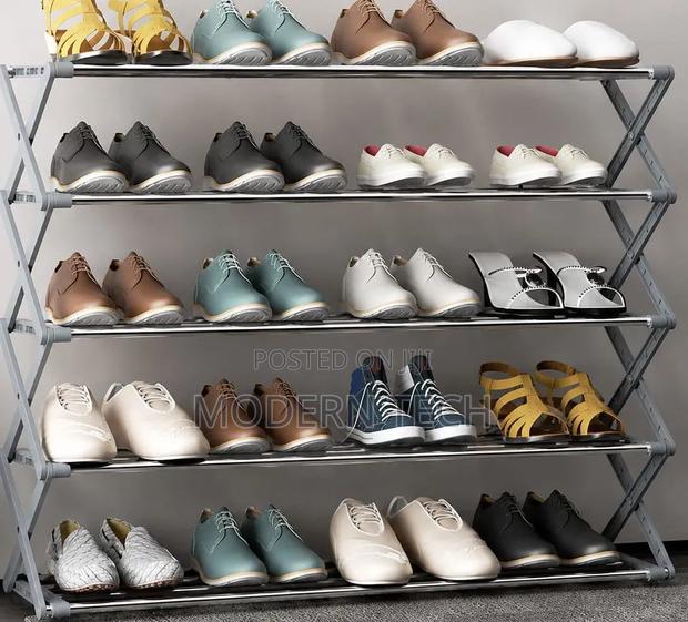 5-Layer Metallic Shoe Rack | Space-Saving Foldable Design