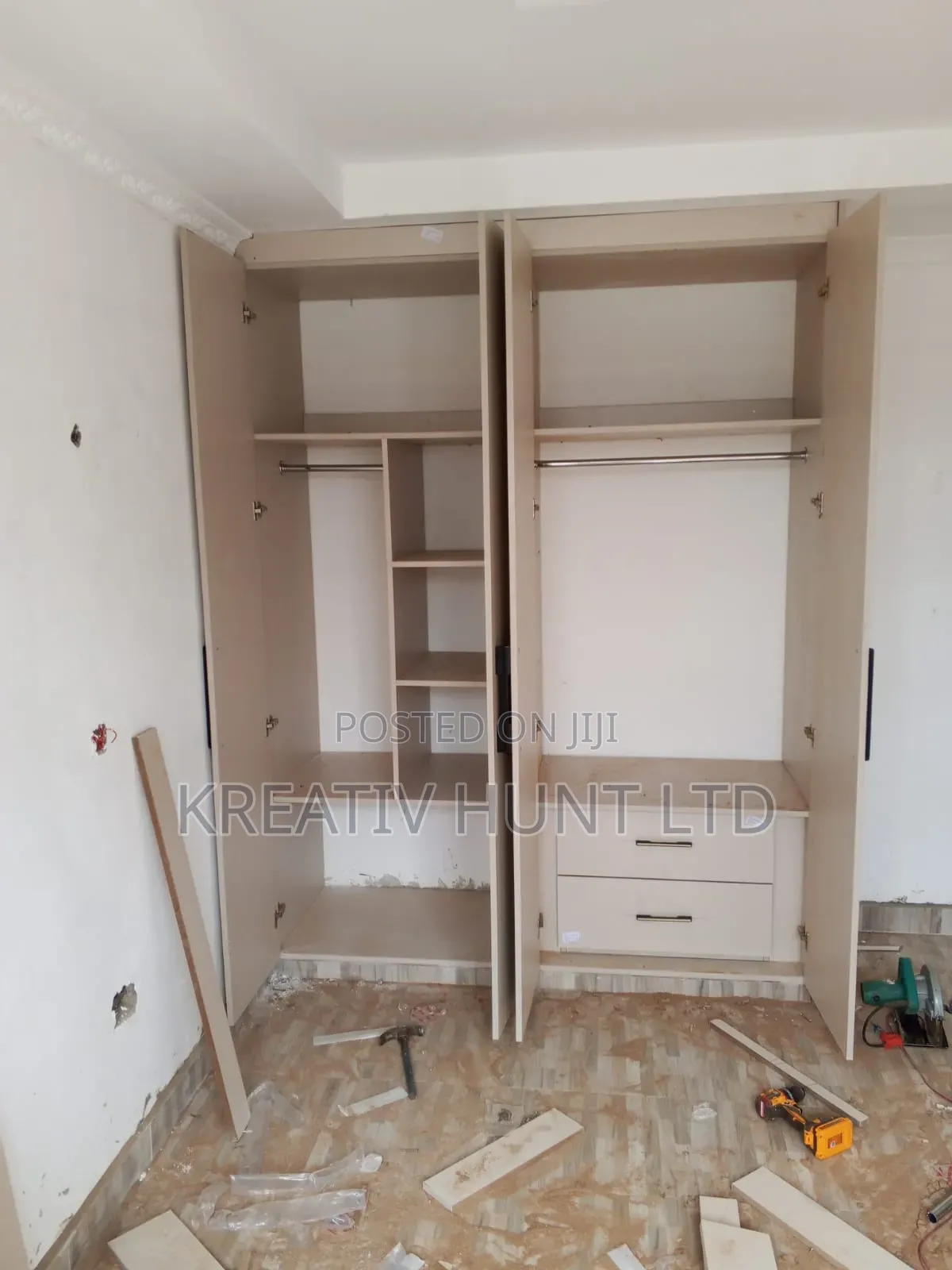 Title: Brand New Modern 4-Door Wooden MDF Wardrobe