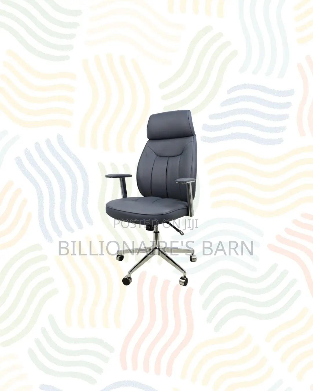 Grey Executive Leather Chair High Back for Daily Office Comfort