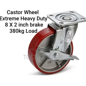 Castor Wheel Extreme Heavy Duty 8 X 2 Inch Swivel and Brake 380kg Load
