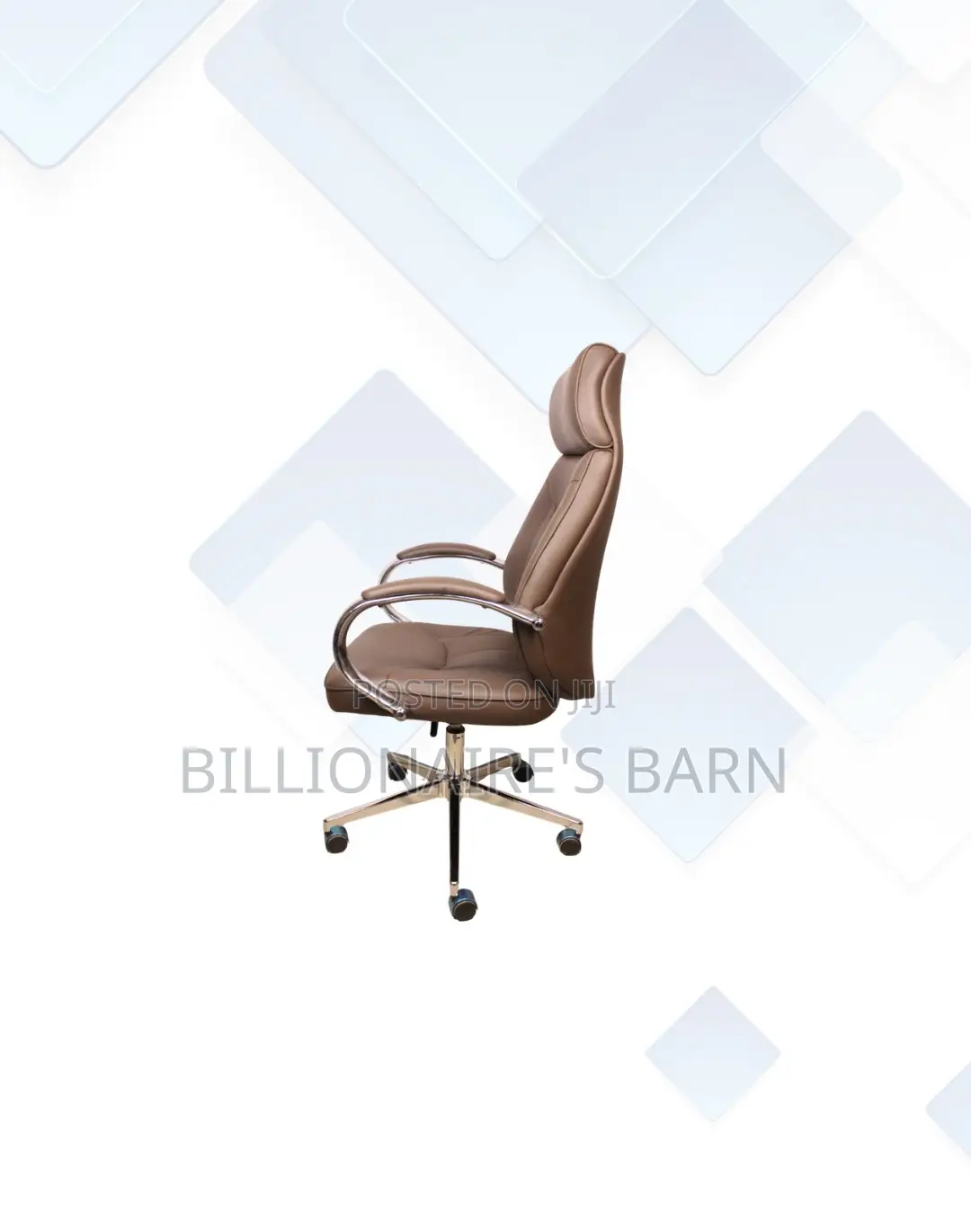 Practical Brown Executive Leather Chair High Back for Home Office Use