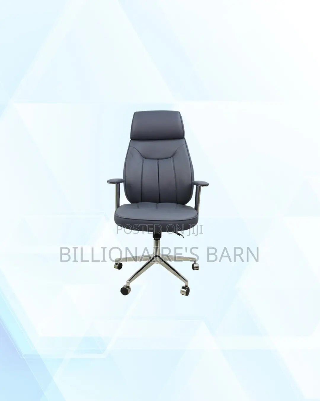 Practical Grey Executive Leather Chair High Back for Home Office Use