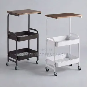 Wooden Top Double Mesh Trays Trolley Rack