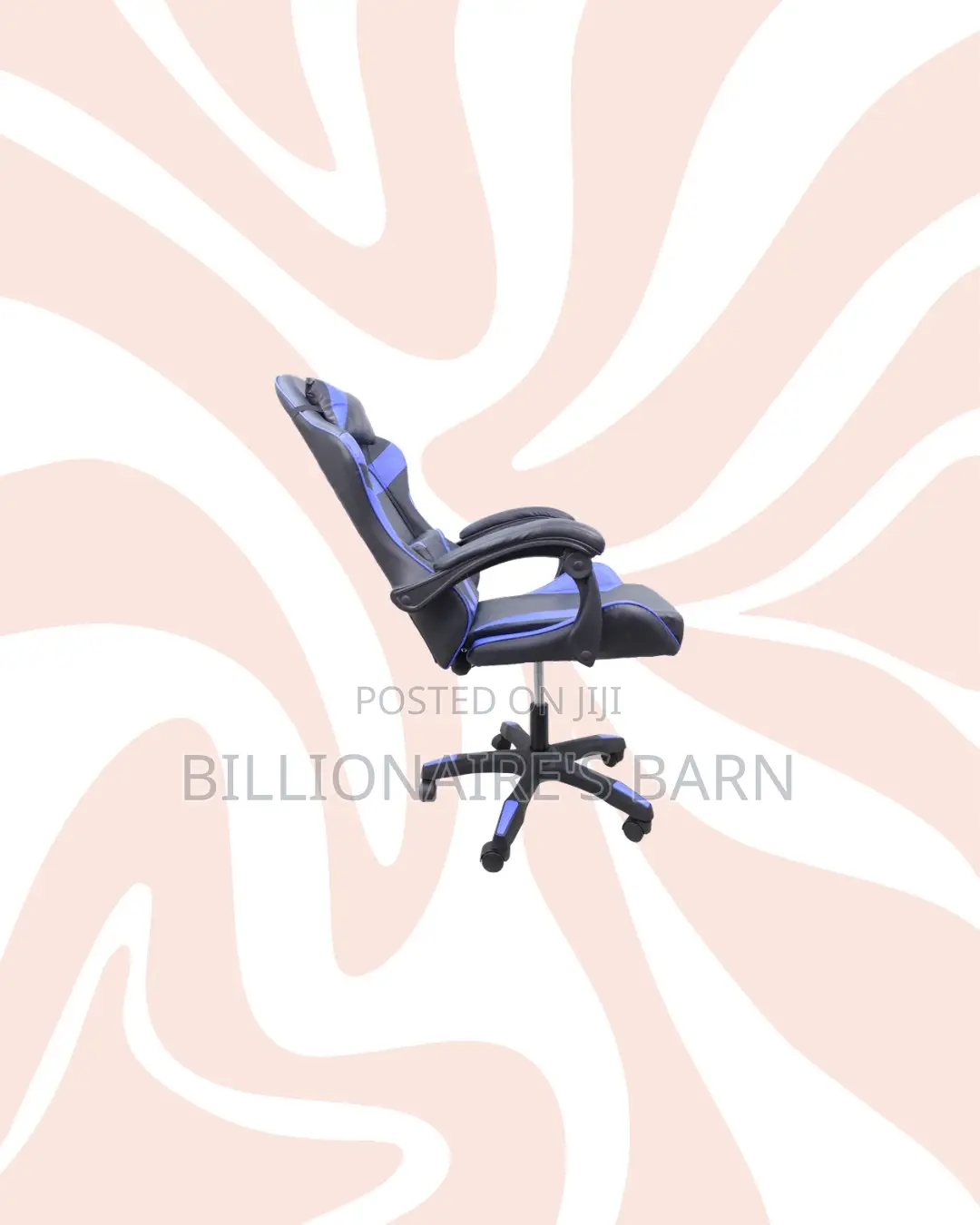 Blue Racing Gaming Chair Ergonomic Support for Home Office Use