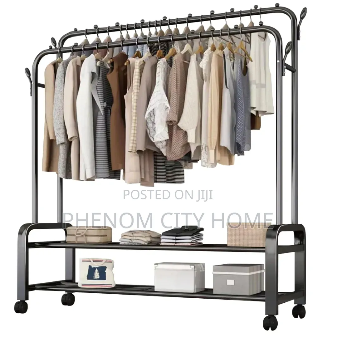 Double Tier Multifunctional Movable Clothe Rack