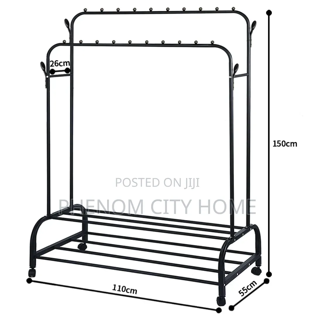 Double Tier Multifunctional Movable Clothe Rack