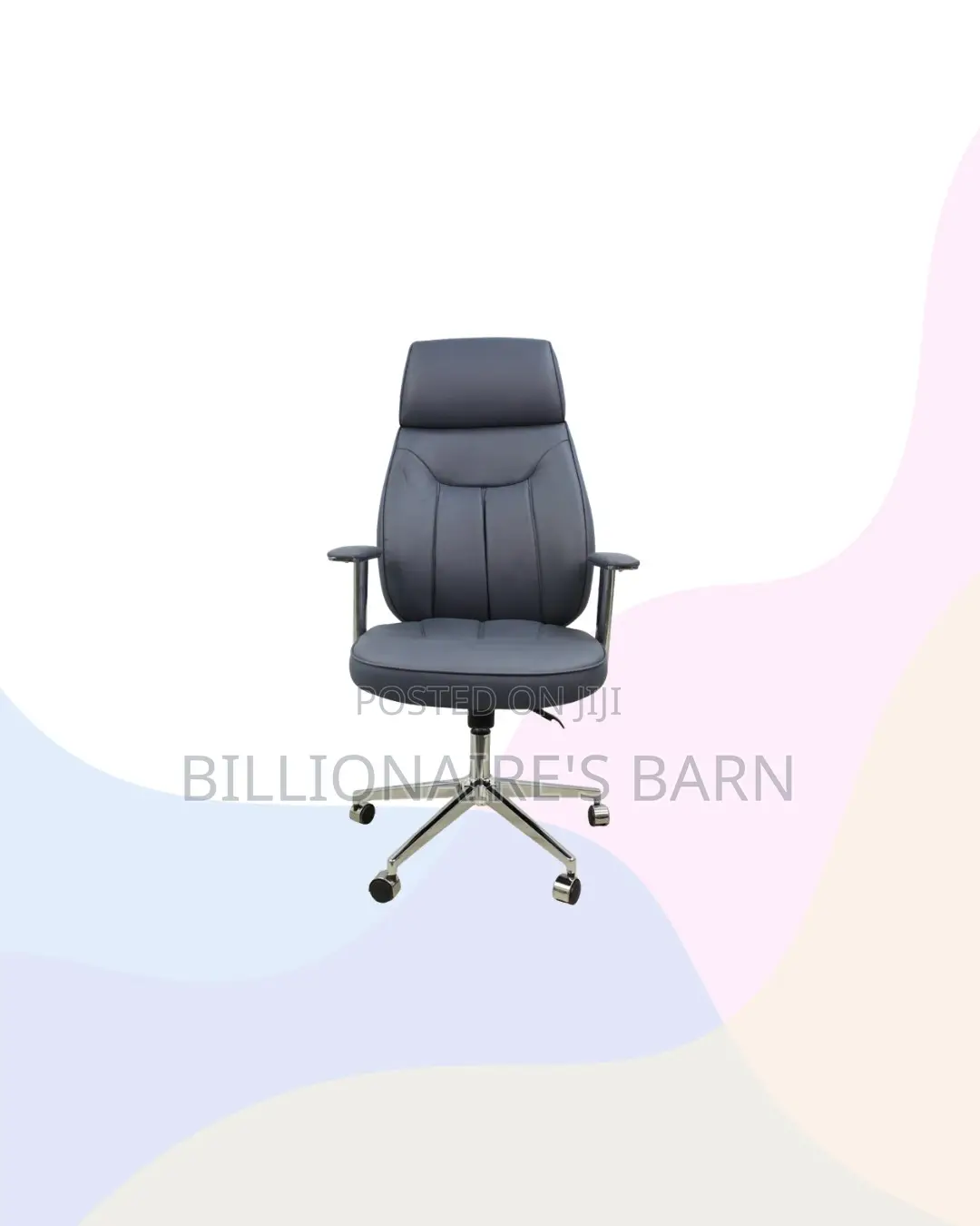 Grey Executive Leather Chair High Back for Long Sitting Hours